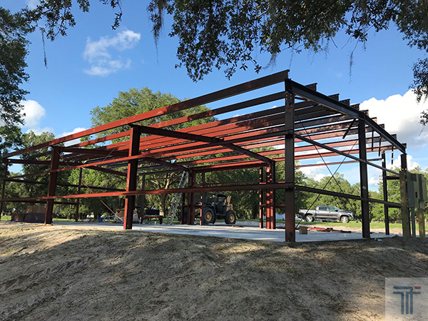 red iron steel buildings for residential use in Florida